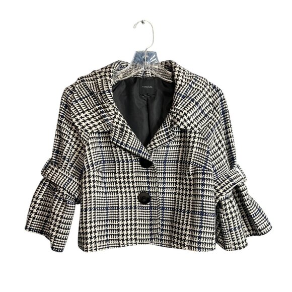 Vintage Houndstooth Wool Cropped Blazer Jacket M - Picture 5 of 5